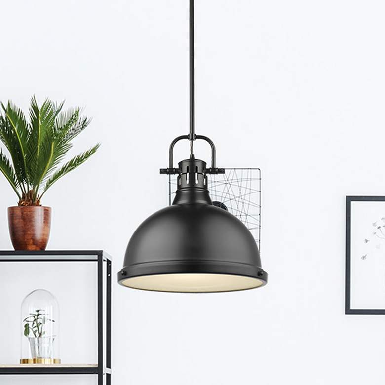 Image 1 Duncan 14" Wide Matte Black Dome Pendant Light