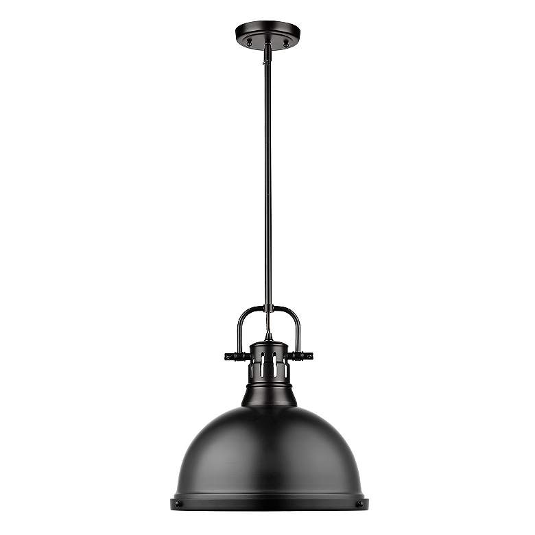Image 3 Duncan 14" Wide Matte Black Dome Pendant Light more views