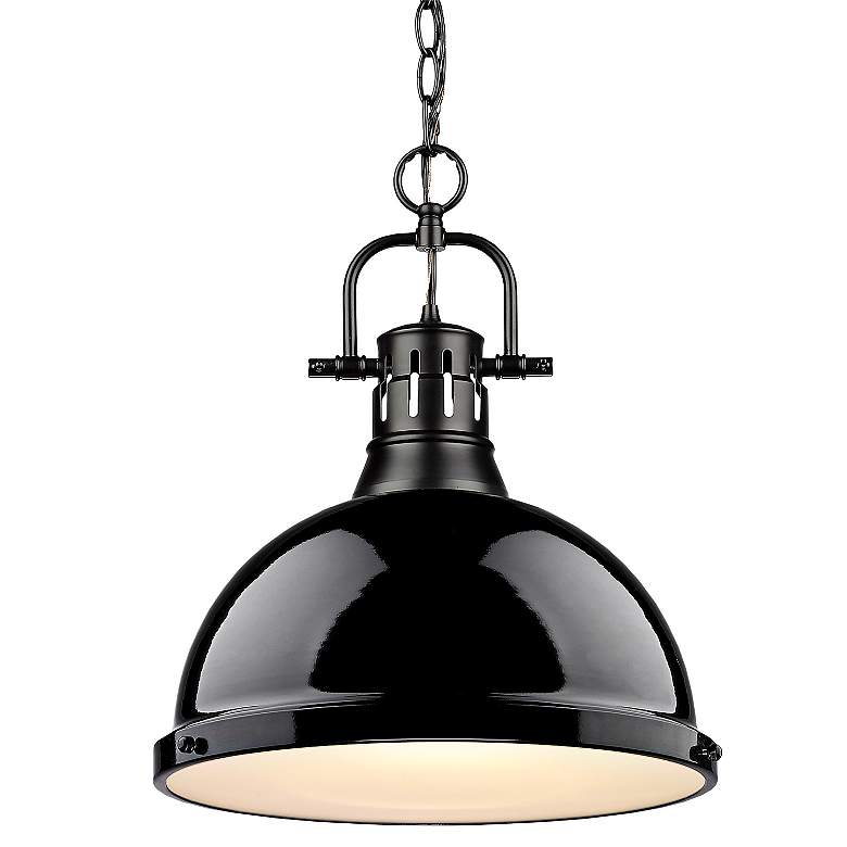 Image 1 Duncan 14" Wide Matte Black Steel Pendant Light