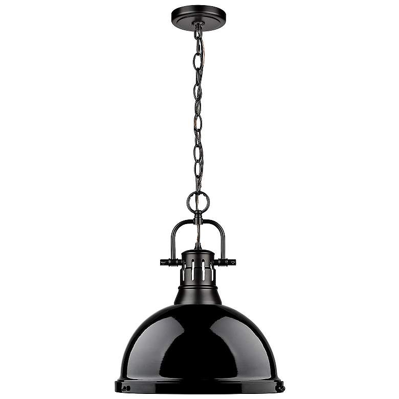 Image 3 Duncan 14" Wide Matte Black Steel Pendant Light more views