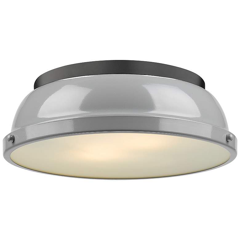 Image 1 Duncan 14" Wide Matte Black with Gray Ceiling Light