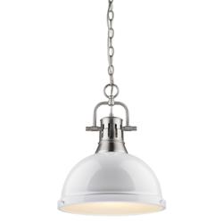 Duncan 14&quot; Wide Pewter 1-Light Pendant With White Shade