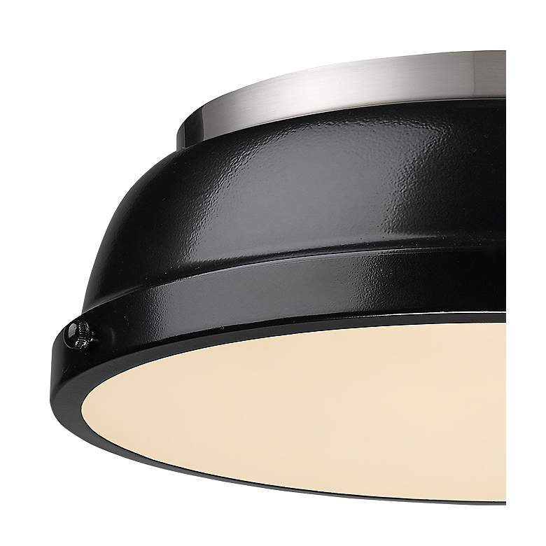 Image 2 Duncan 14 inch Wide Pewter 2-Light Flush Mount With Black Shade more views
