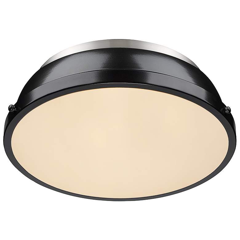 Image 4 Duncan 14 inch Wide Pewter 2-Light Flush Mount With Black Shade more views
