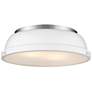 Duncan 14" Wide Pewter 2-Light Flush Mount With Matte White Shade