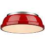 Duncan 14" Wide Pewter 2-Light Flush Mount With Red Shade