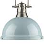Duncan 14" Wide Pewter and Seafoam Pendant Light with Chain