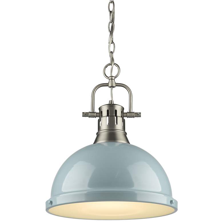 Duncan 14&quot; Wide Pewter and Seafoam Pendant Light with Chain more views