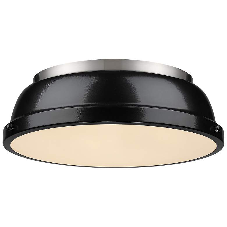 Image 1 Duncan 14" Wide Pewter Ceiling Light with Black Shade