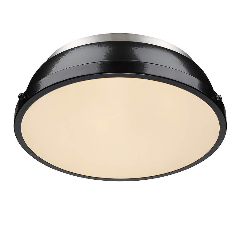 Image 3 Duncan 14" Wide Pewter Ceiling Light with Black Shade more views