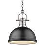 1_Duncan 14" Wide Pewter Pendant Light with Black Dome Shade