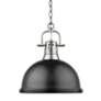 2_Duncan 14" Wide Pewter Pendant Light with Black Dome Shade more views