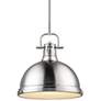 Duncan 14" Wide Pewter Pendant Light with Rod