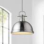 Duncan 14" Wide Pewter Pendant Light with Rod
