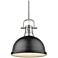 Duncan 14" Wide Pewter Rod Pendant Light with Black Shade