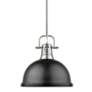 2_Duncan 14" Wide Pewter Rod Pendant Light with Black Shade more views