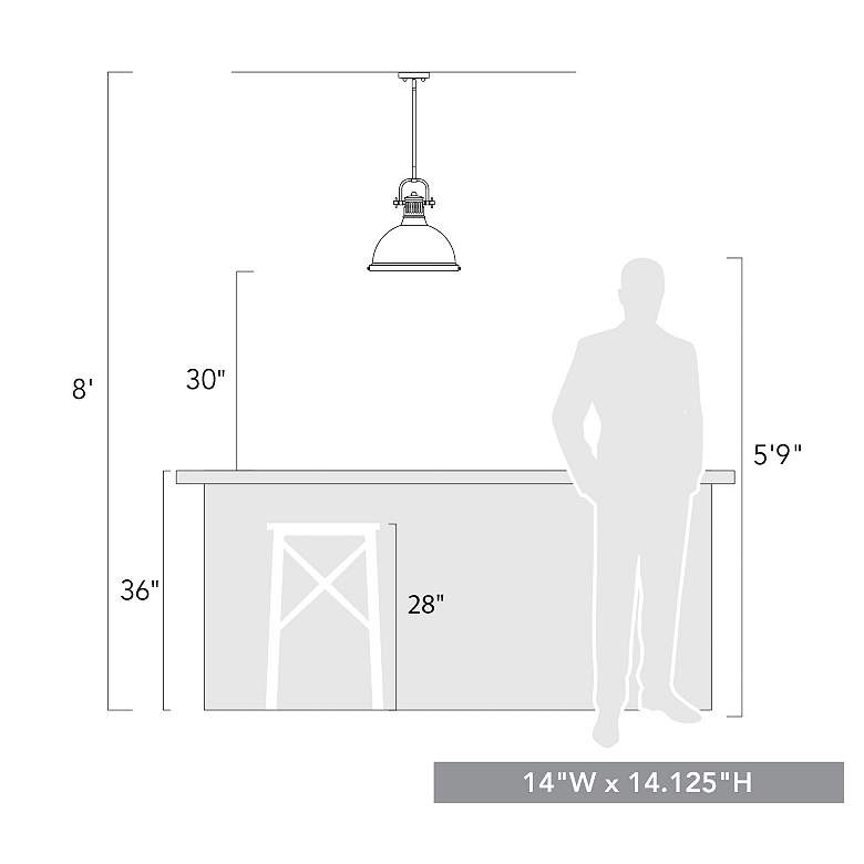 Image 3 Duncan 14" Wide Pewter Rod Pendant Light with Black Shade more views
