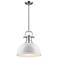 Duncan 14" Wide Pewter Rod Pendant Light with White Shade