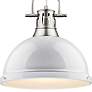 2_Duncan 14" Wide Pewter Rod Pendant Light with White Shade more views