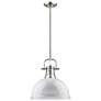 3_Duncan 14" Wide Pewter Rod Pendant Light with White Shade more views