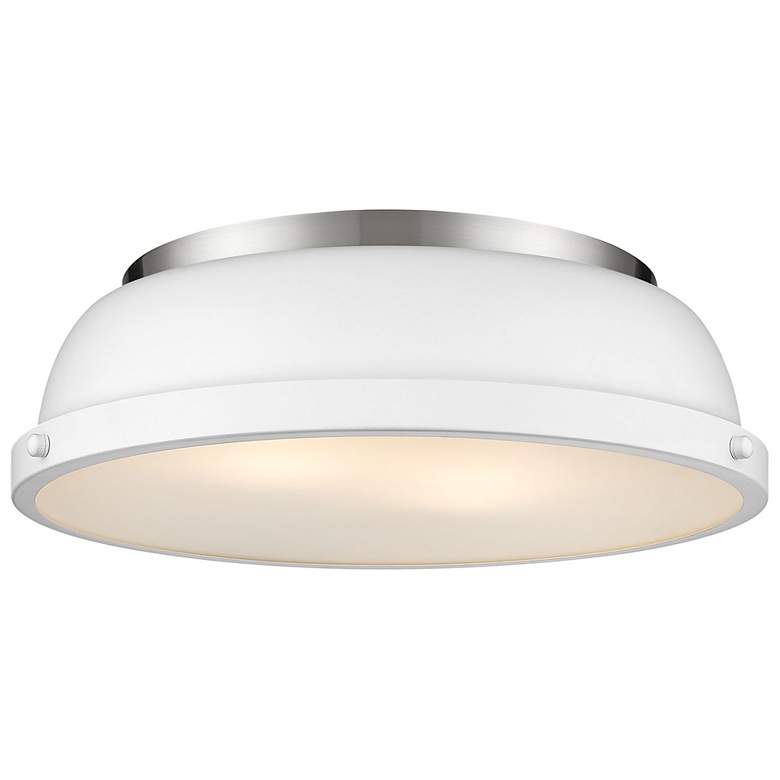 Image 1 Duncan 14" Wide Pewter with Matte White Ceiling Light