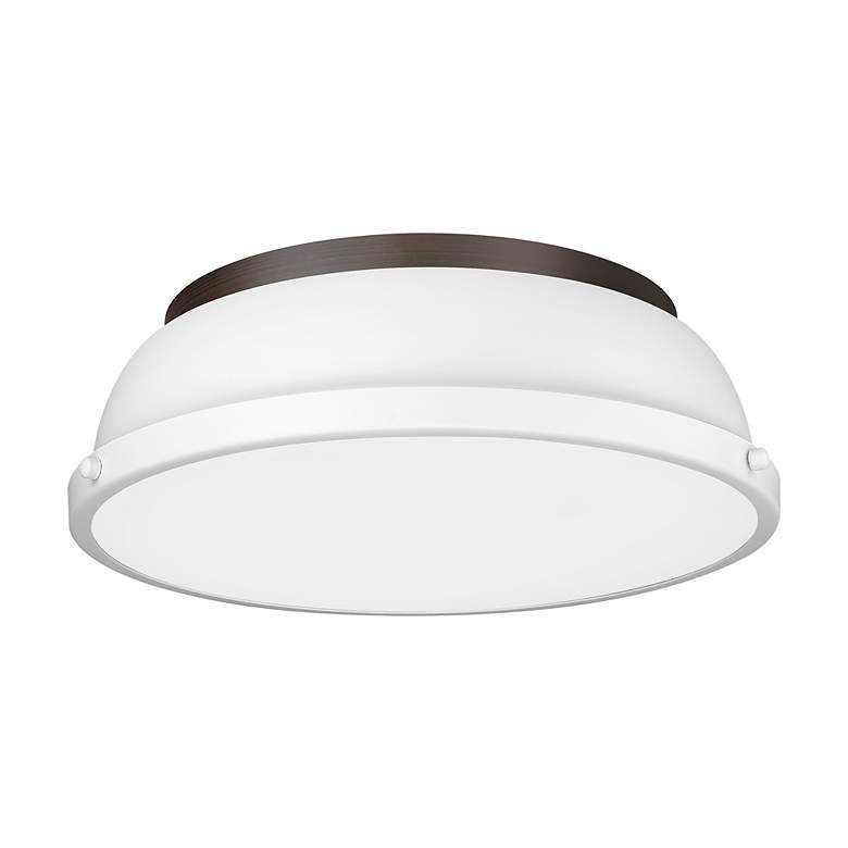 Image 2 Duncan 14" Wide Rubbed Bronze and Matte White Ceiling Light more views