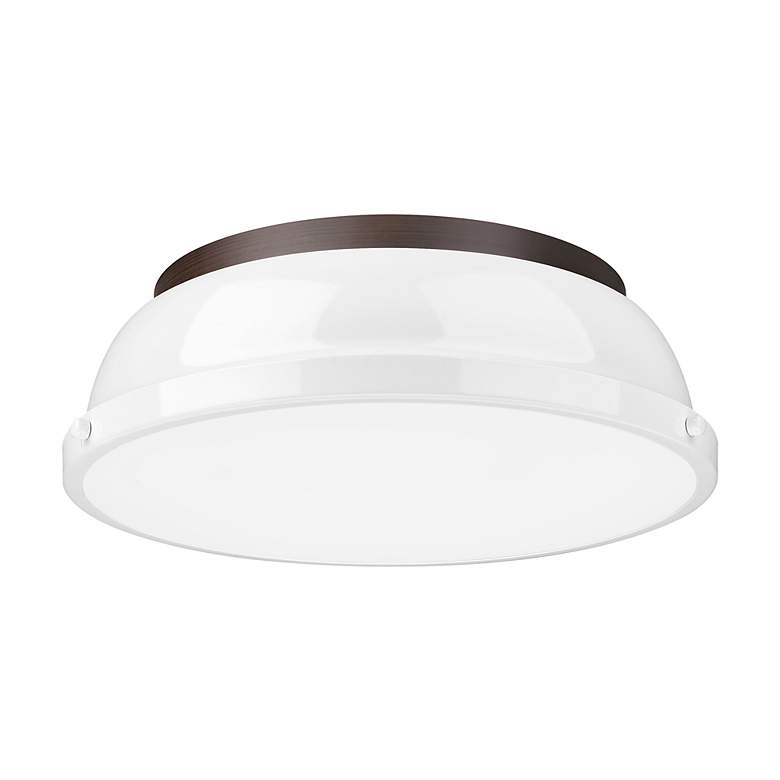 Image 2 Duncan 14" Wide Rubbed Bronze and White Ceiling Light more views