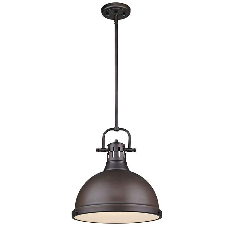Duncan 14&quot; Wide Rubbed Bronze Pendant Light with Rod more views
