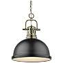 1_Duncan 14"W Aged Brass Chain Pendant Light with Black Shade