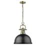 2_Duncan 14"W Aged Brass Chain Pendant Light with Black Shade more views