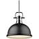Duncan 14"W Chrome Rod Pendant Light w/ Matte Black Shade