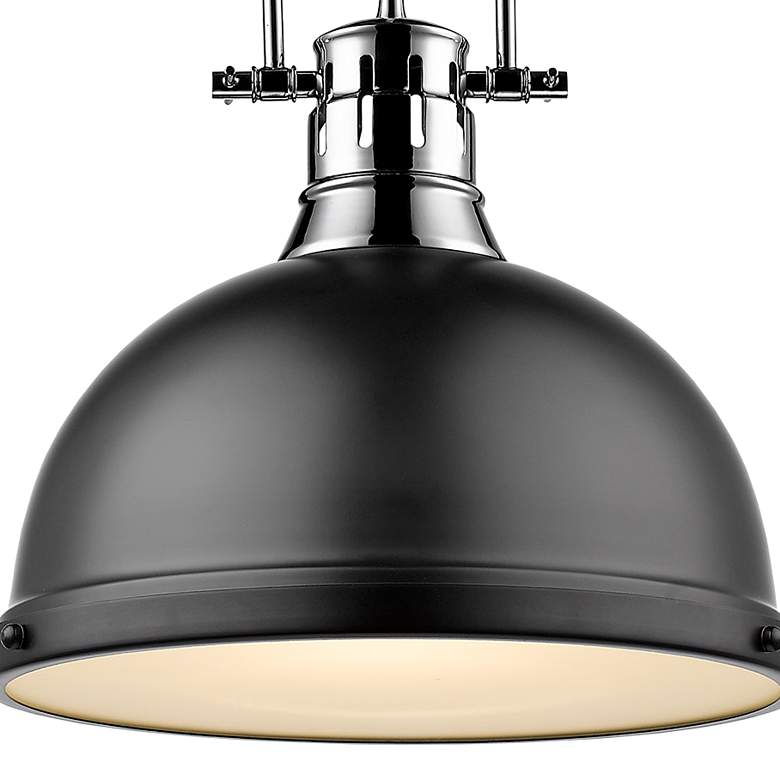 Image 2 Duncan 14"W Chrome Rod Pendant Light w/ Matte Black Shade more views