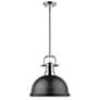 2_Duncan 14"W Chrome Rod Pendant Light w/ Matte Black Shade more views