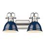 Thumbnail3 of Duncan 16.5" Wide 2-Light Pewter Vanity Light with Navy Blue Shade more views