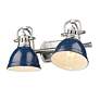 Thumbnail4 of Duncan 16.5" Wide 2-Light Pewter Vanity Light with Navy Blue Shade more views