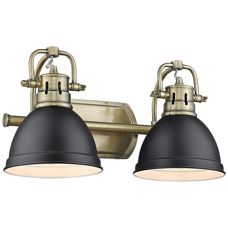 Image 1 Duncan 16 1/2" Wide Aged Brass 2-Light Bath Light with Matte Black