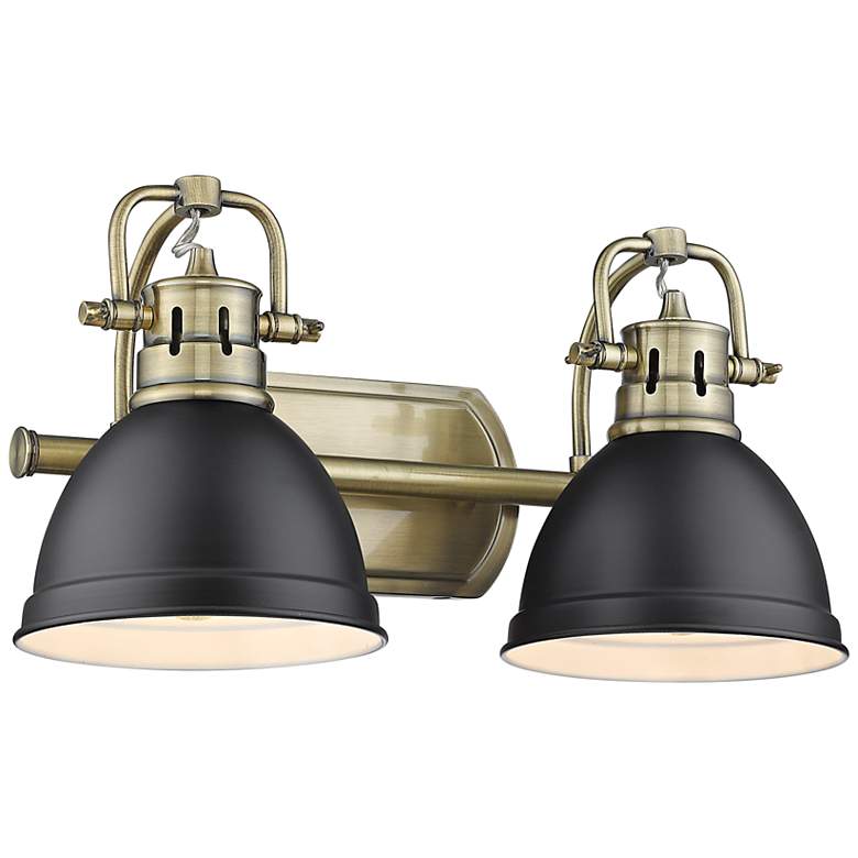 Image 1 Duncan 16 1/2 inch Wide Aged Brass 2-Light Bath Light with Matte Black