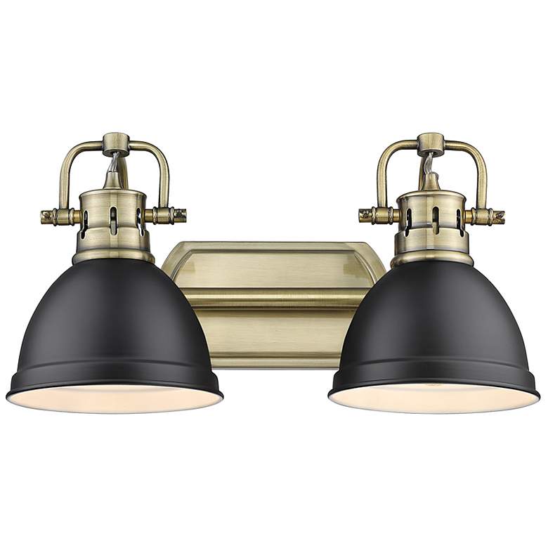 Image 3 Duncan 16 1/2 inch Wide Aged Brass 2-Light Bath Light with Matte Black more views