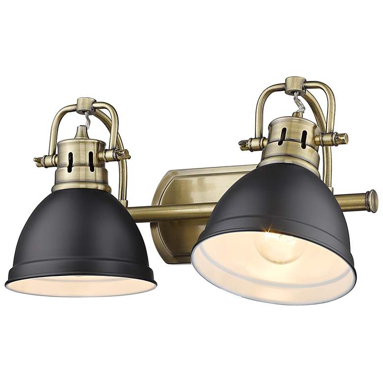 Image 4 Duncan 16 1/2" Wide Aged Brass 2-Light Bath Light with Matte Black more views