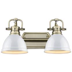 Duncan 16 1/2&quot; Wide Aged Brass 2-Light Bath Light with White