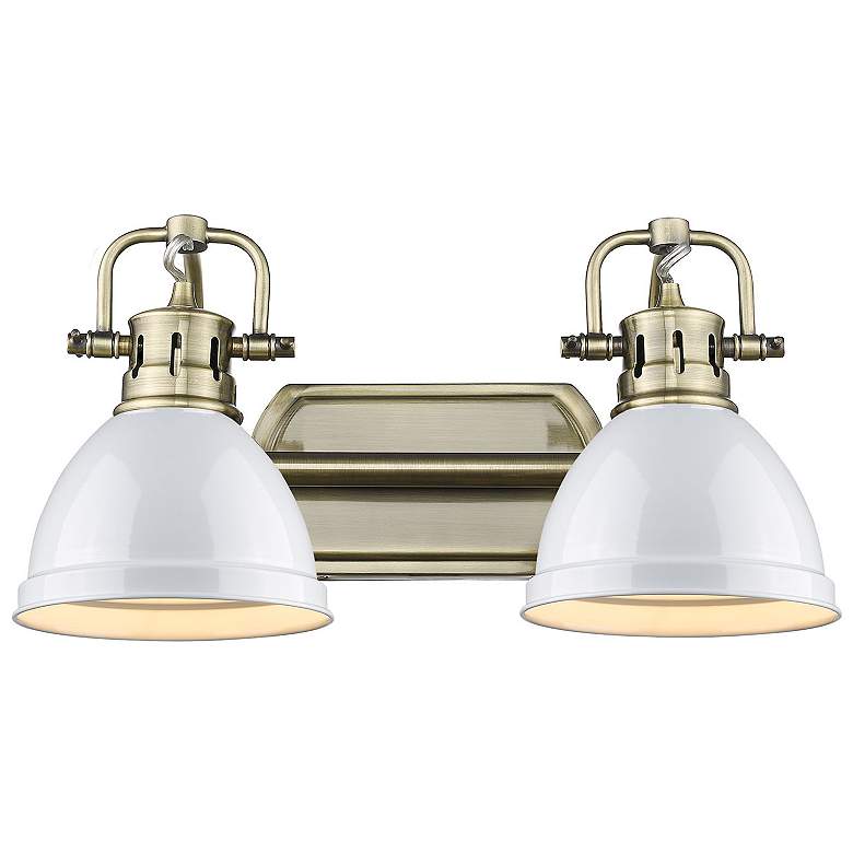 Image 1 Duncan 16 1/2 inch Wide Aged Brass 2-Light Bath Light with White