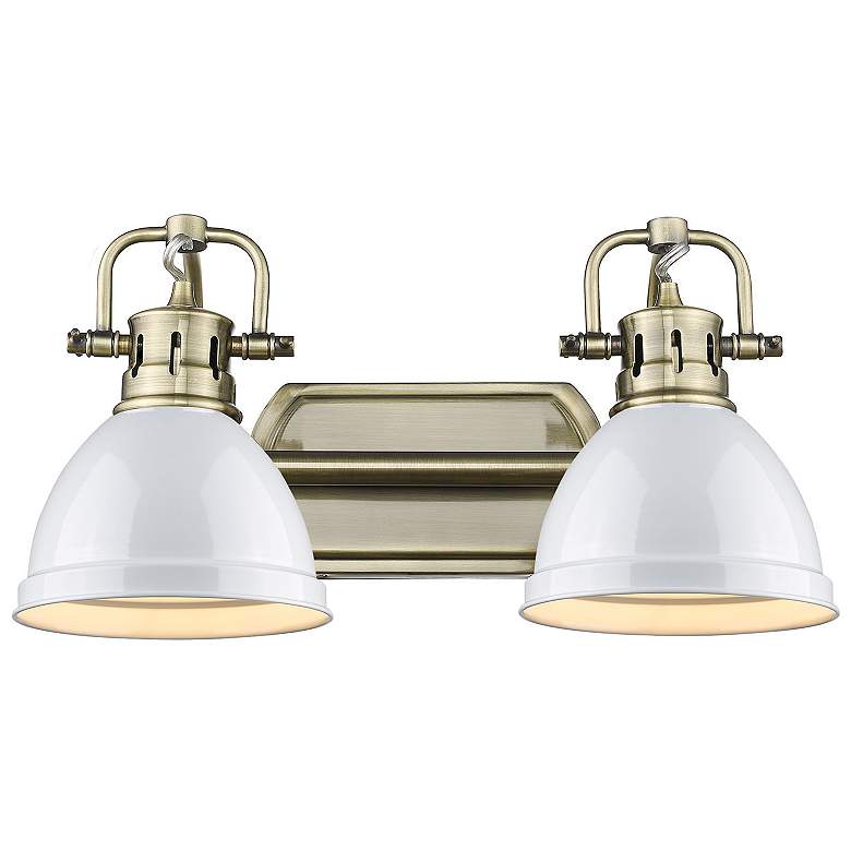 Image 1 Duncan 16 1/2" Wide Aged Brass 2-Light Bath Light with White
