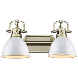 Duncan 16 1/2" Wide Aged Brass 2-Light Bath Light with White
