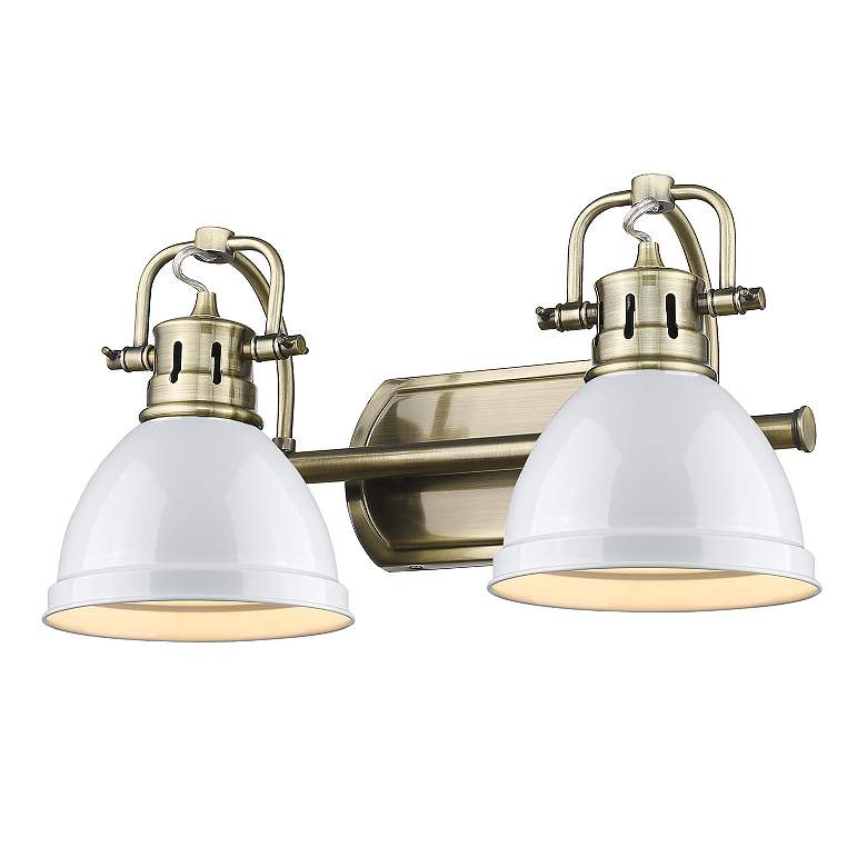 Image 2 Duncan 16 1/2" Wide Aged Brass 2-Light Bath Light with White more views