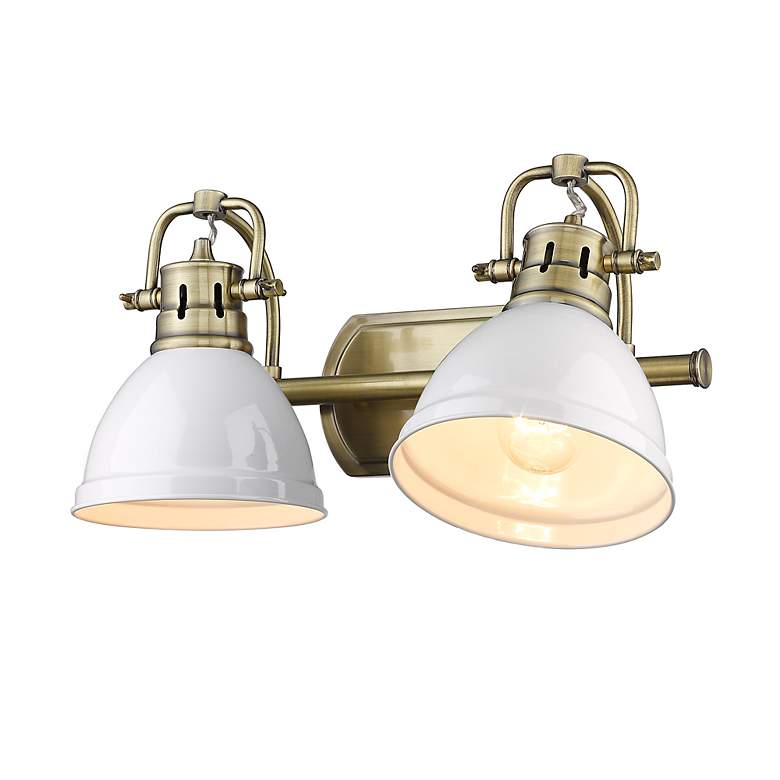 Image 3 Duncan 16 1/2" Wide Aged Brass 2-Light Bath Light with White more views