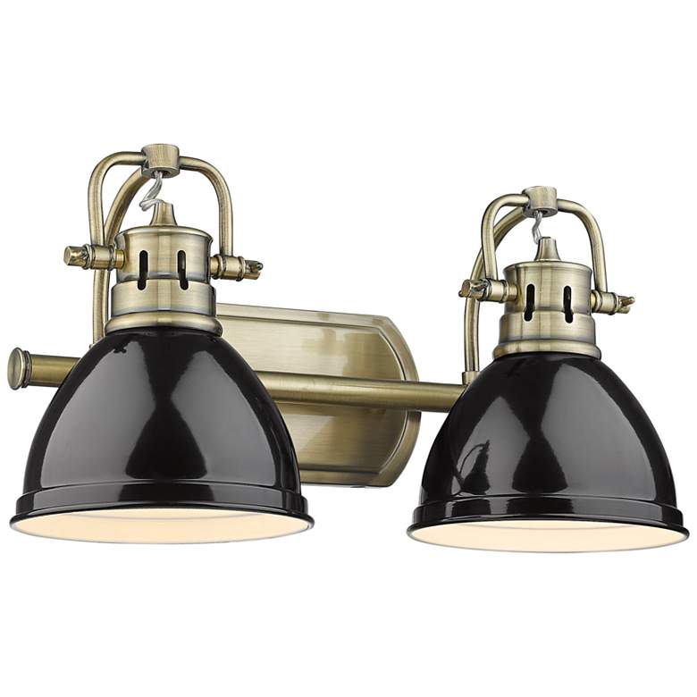 Image 2 Duncan 16 1/2" Wide Aged Brass and Black 2-Light Bath Light