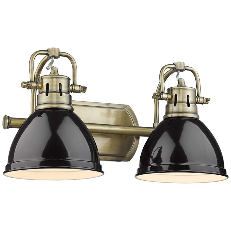 Image 2 Duncan 16 1/2 inch Wide Aged Brass and Black 2-Light Bath Light