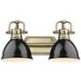 5_Duncan 16 1/2" Wide Aged Brass and Black 2-Light Bath Light more views