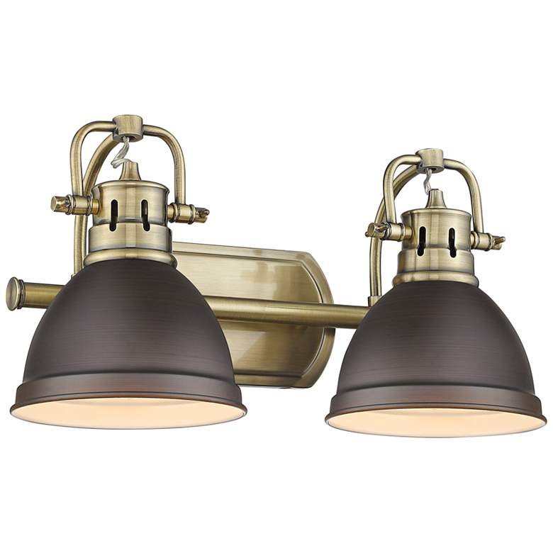 Image 2 Duncan 16 1/2 inch Wide Aged Brass and Bronze 2-Light Bath Light