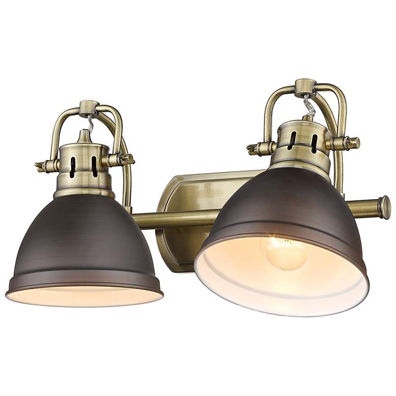 Image 4 Duncan 16 1/2" Wide Aged Brass and Bronze 2-Light Bath Light more views